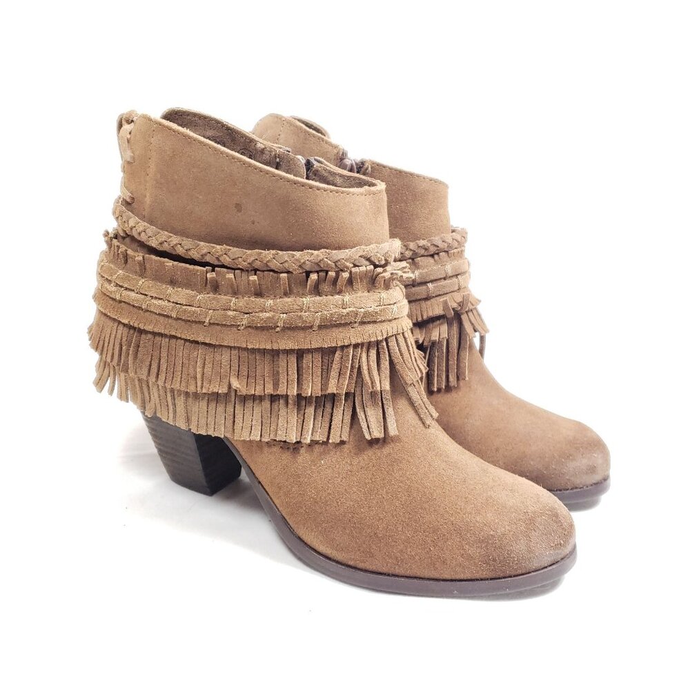Naughty Monkey Women's Size 6.5 Brown Suede Leather Ankle Bootie
